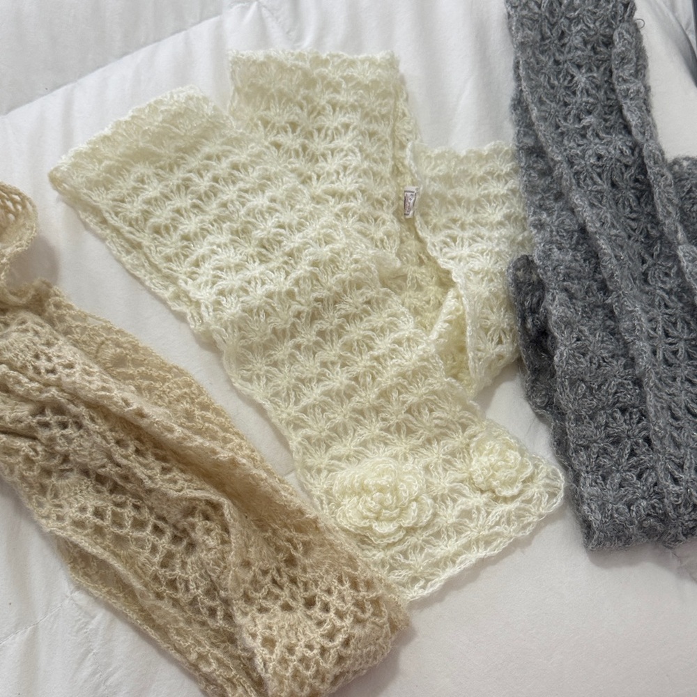 FOUR (4 Crochet Lace Scarves)